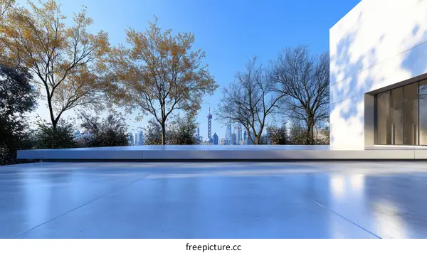 Modern Architectural Exterior with Cityscape View