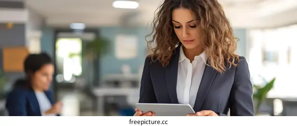 Businesswoman Working On Tablet In Office