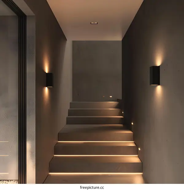 Modern Minimalist Interior Design Stairs with Light