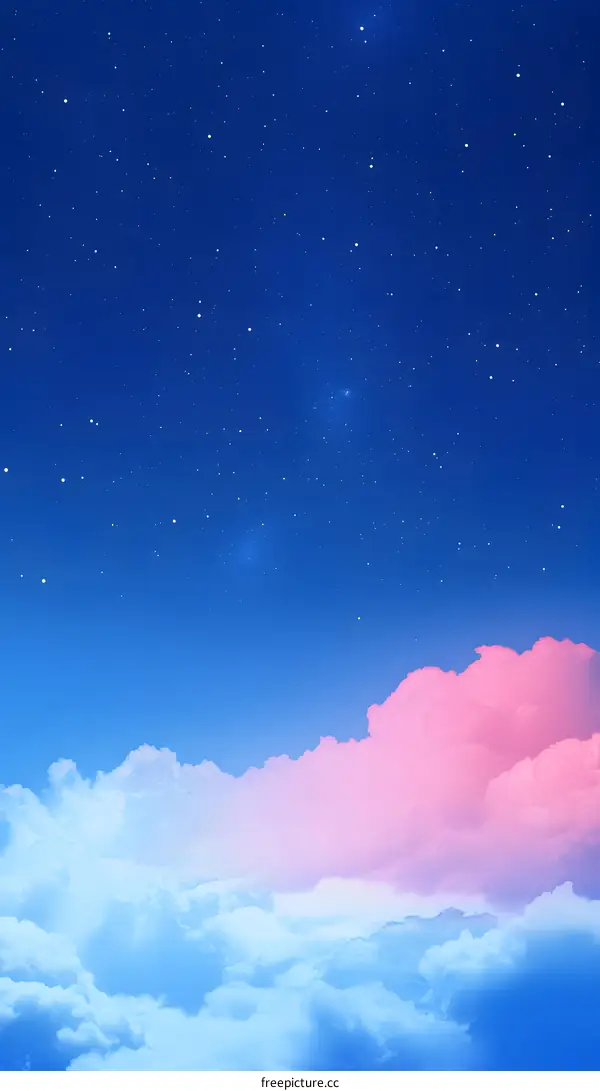 Night Sky with Pink Clouds and Stars