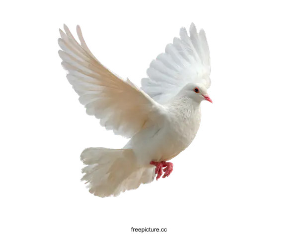 [Transparent Background PNG]White Dove in Flight Against a White Background