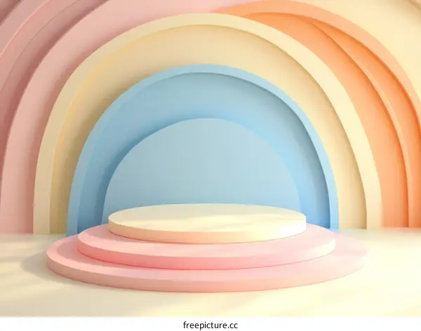 Pastel Rainbow Geometric Display Podium