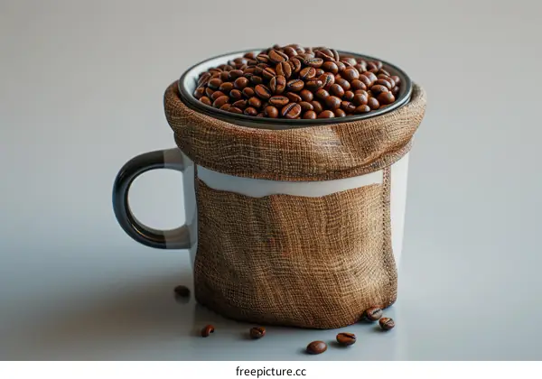 A cup of coffee beans