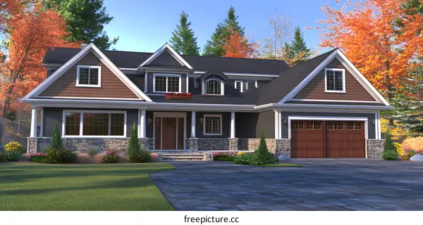 Modern House Exterior Design with Stone and Wood