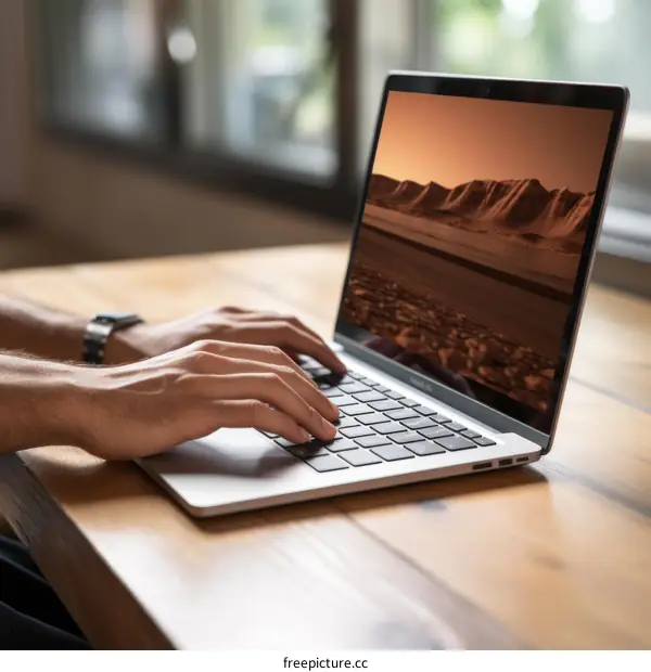 man working on laptop in home office