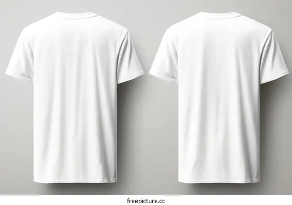 Two white T-shirts on a gray background