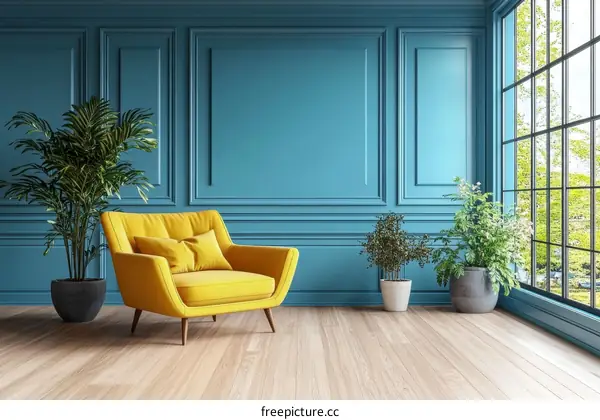 Stylish Teal Room with a Pop of Yellow