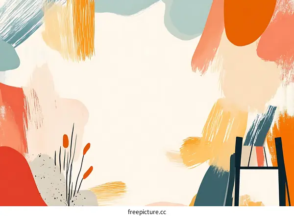 Abstract Art Background With Brush Strokes And Shapes