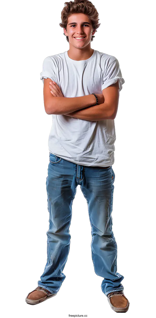 [Transparent Background PNG]Teenager Boy Portrait Arms Crossed
