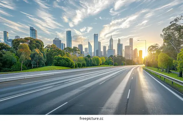 Cityscape and road with no people