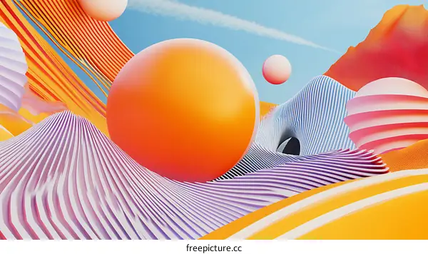 Abstract 3D Art with Colorful Geometric Shapes and Spheres
