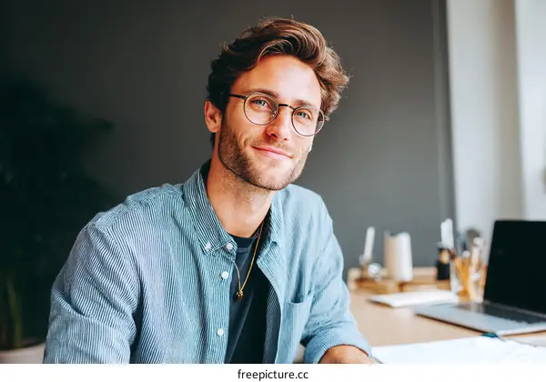 Caucasian Man in Casual Outfit Smiling Portrait
