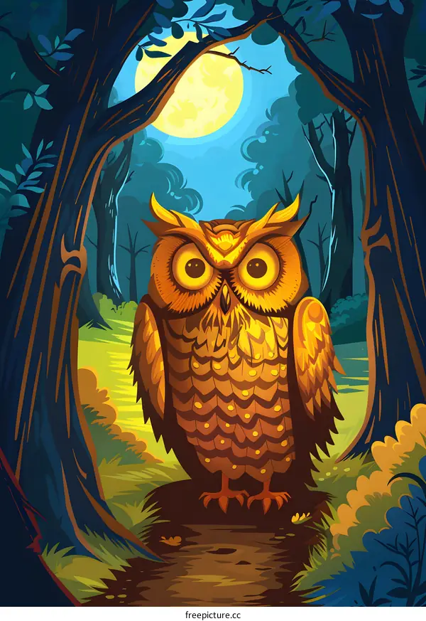 Owl in the Forest at Night