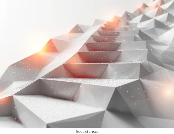 Abstract White Geometric Landscape with Pink Spotlights