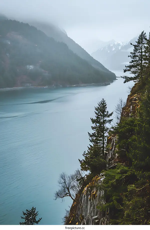 Mountain View Overlooking a Body of Water
