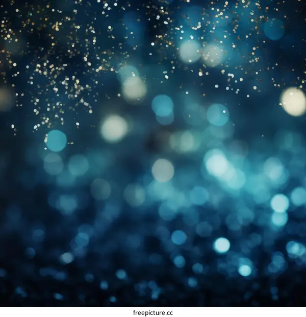 Blue and gold glitter bokeh lights background