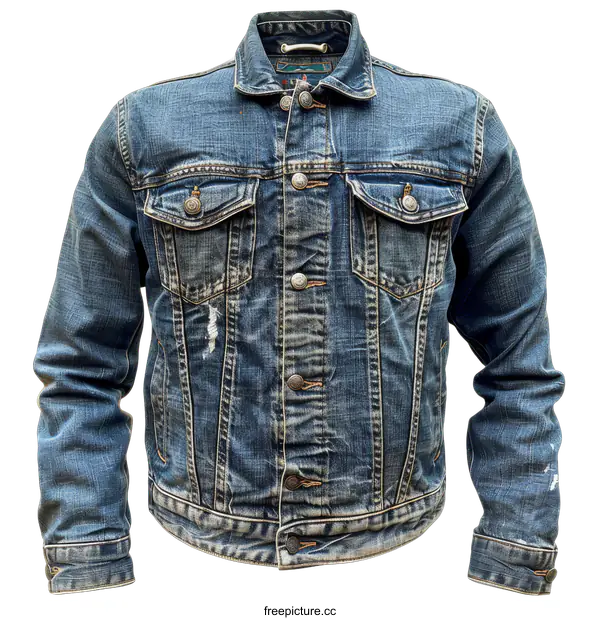 [Transparent Background PNG]Blue Denim Jacket Isolated on transparent background
