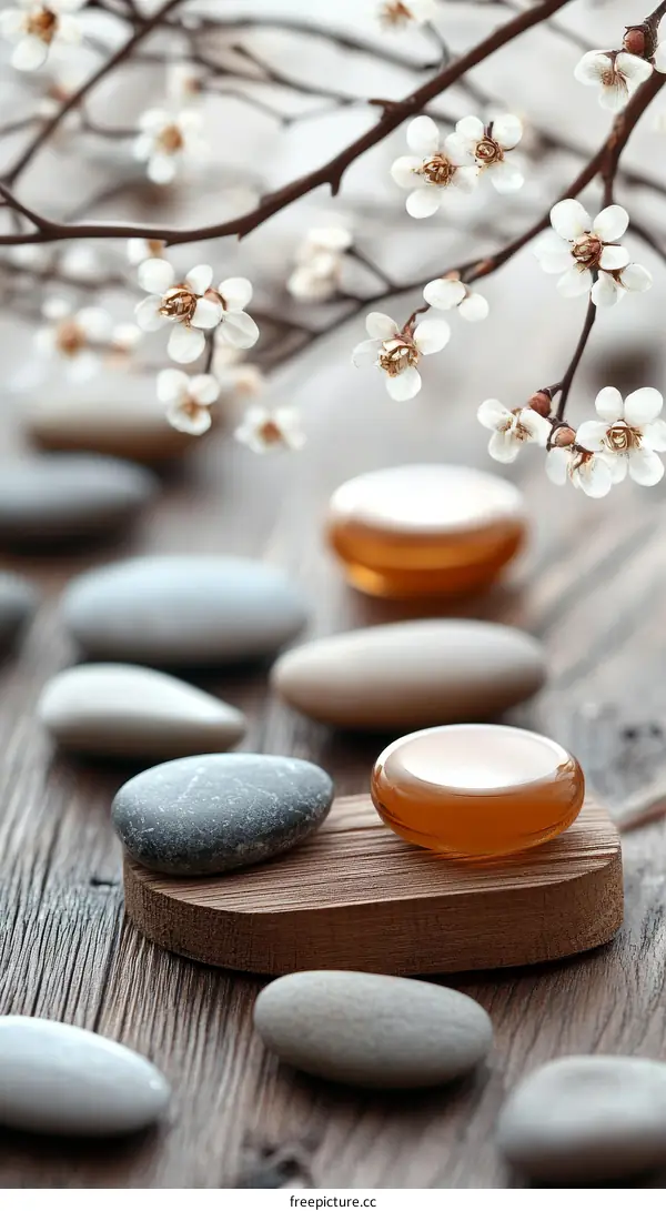Zen Spa Relaxation with Flowers and Stones