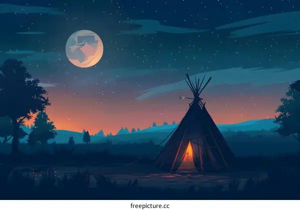 Night Sky with a Teepee