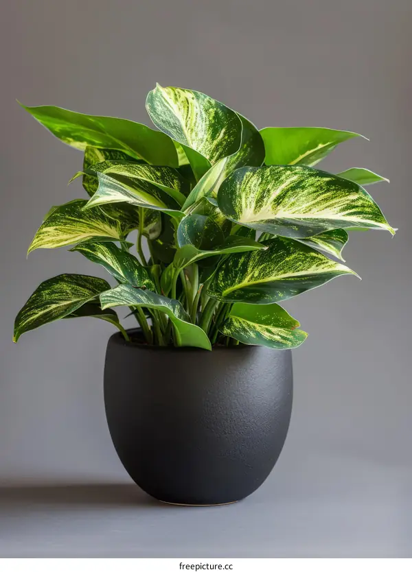 Alocasia Lauterbachiana: Potted Plant with Striking Dark Green Leaves