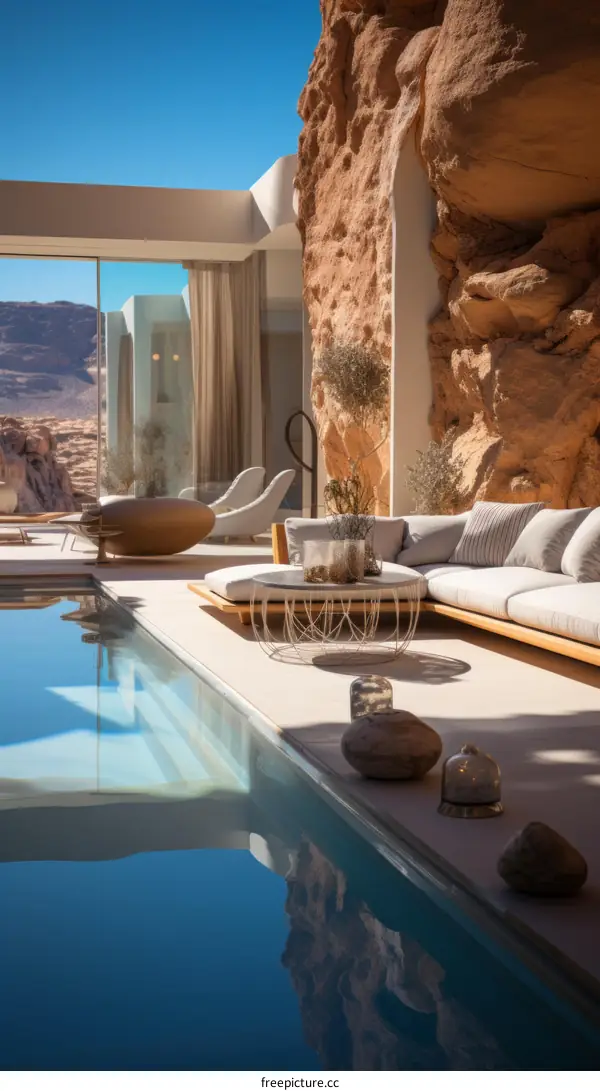 Modern Architecture Home Nestled Amidst Desert Serenity with Breathtaking Mountain and Pool Views