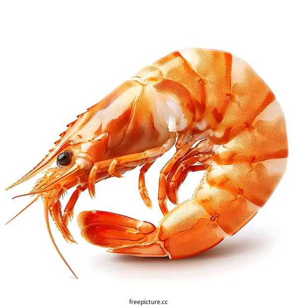 a fresh shrimp isolated on white background