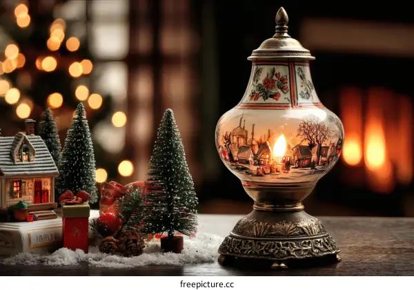 Christmas Village Scene Decorative Lamp