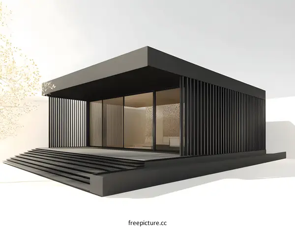 Modern Minimalist House Design with Black Exterior and Glass Windows