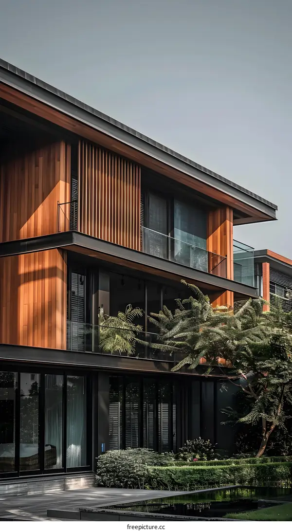 Modern Architecture with Wood and Glass Exterior