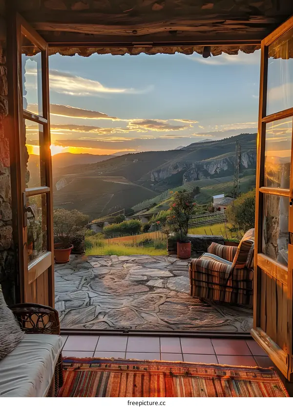 Sunset View from a Cozy Cottage