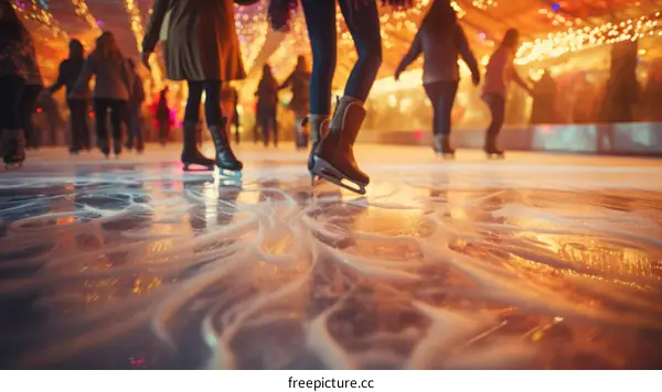 People ice skating on a rink