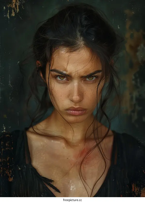 Fierce Woman Portrait Close Up