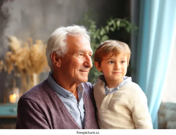 Grandfather and Grandson Warm Family Moment