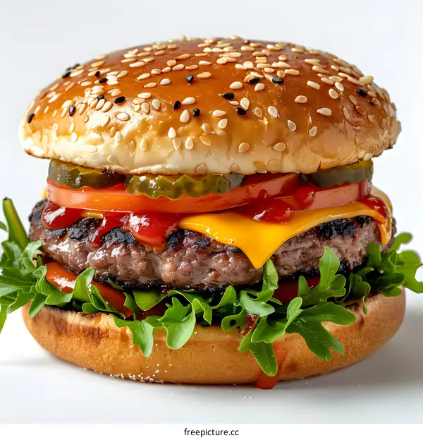 Delicious Homemade Beef Burger on White Background