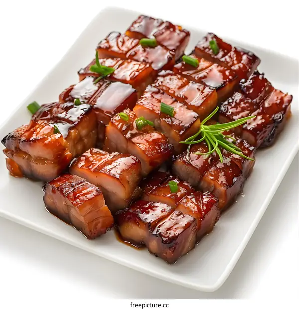 Delicious Char Siu on white plate