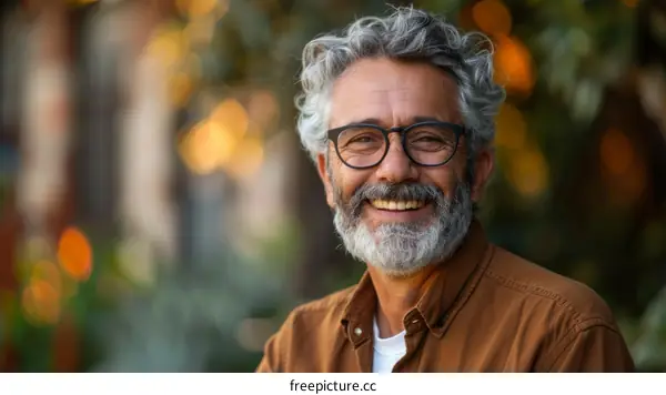 Smiling Senior Caucasian Man Portrait Outdoor
