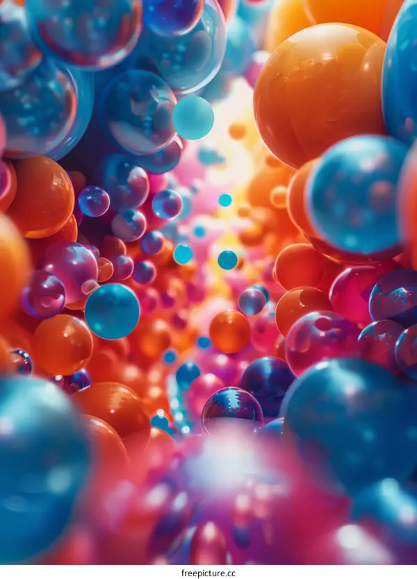 Spheres of Light in a Vibrant Abstract Background