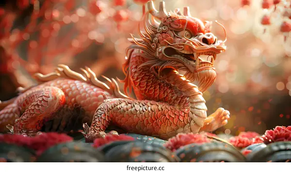 A Chinese dragon sculpture