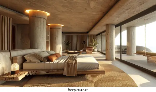 Coastal Bedroom with Natural Elements and Textures