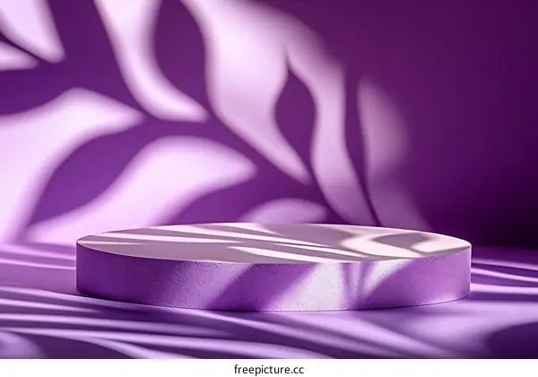 Purple Product Display Stand with Leaf Shadows
