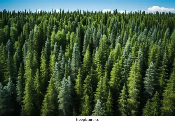 Green Coniferous Forest From Above