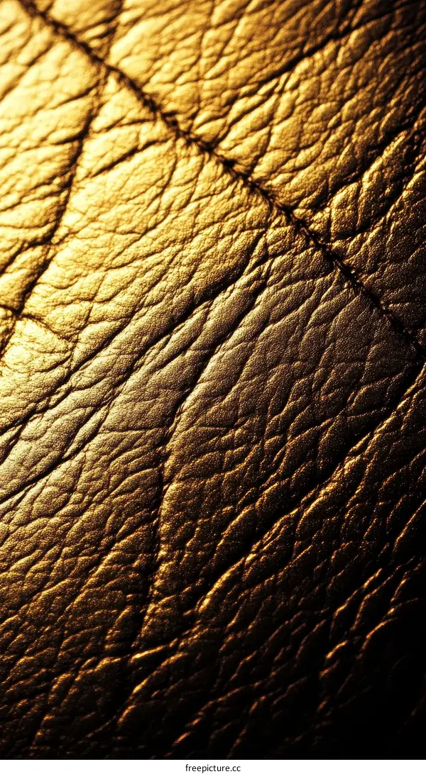 Golden Leather Texture Close Up
