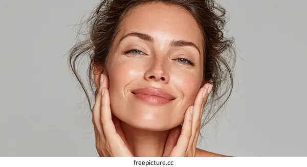 Beautiful Woman with Healthy Skin Close-up
