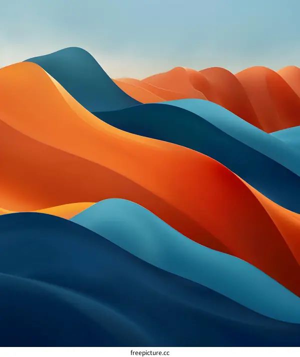 Abstract Minimalist Digital Art with Curved Shapes