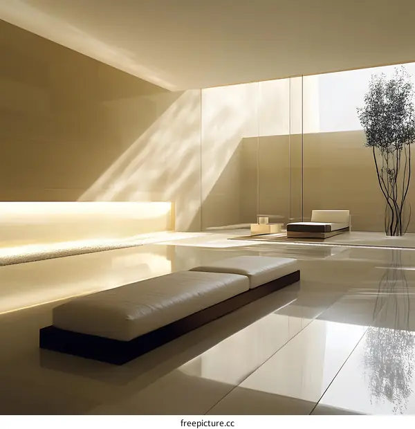 Modern Minimalist Interior Design With White Sofa and Natural Light