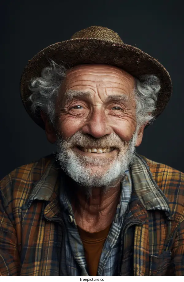 Portrait of a Smiling Senior Man in a Hat