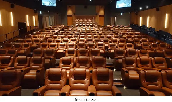 Luxury Leather Seats in an Empty Movie Theater