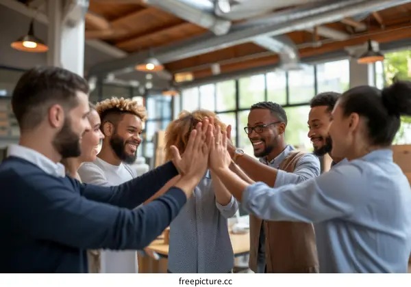 Coworkers celebrating a successful project