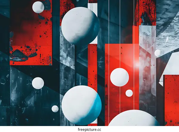 Abstract Geometric Art with Red and Blue Colors