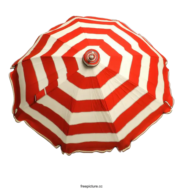 [Transparent Background PNG]Striped Red and White Beach Umbrella